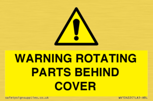 WARNING ROTATING PARTS BEHIND COVER
